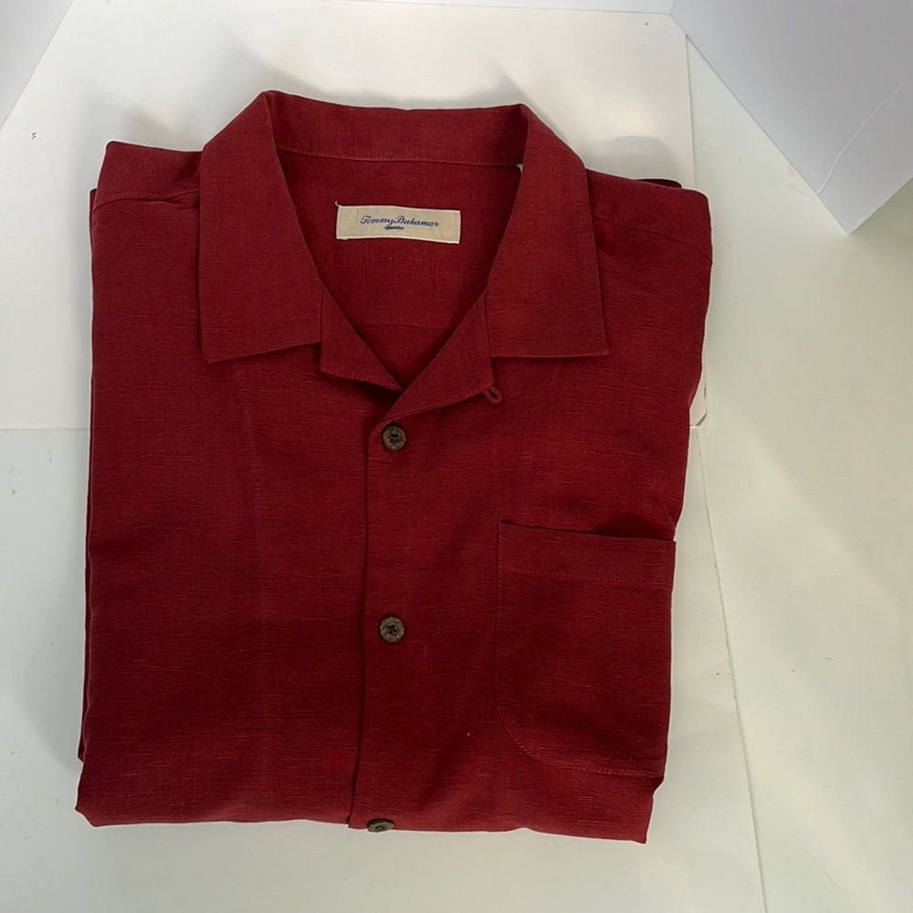 TOMMY BAHAMA SILK BLEND SHORT SLEEVE SHIRT SIZE L